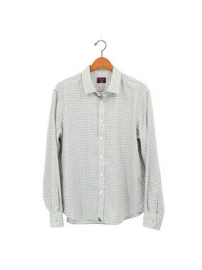 UNTUCKit Morando Wrinkle Free Button Front Shirt White Black Check L